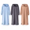 Hochwertiges, bequemes langes Hoodie-Kleid aus Baumwolle