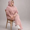 Женский костюм oversize (длинное худи или укороченное худи + брюки)